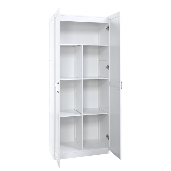 Manhattan Comfort Cornelia Modern Storage Closet With 14 Adjustable Shelves - Effortless Elegance For Any Space White Mdf 2-2bc-wh