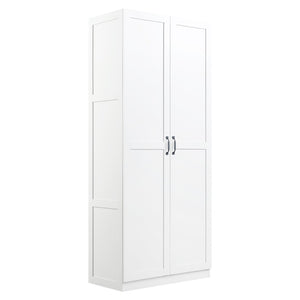 Manhattan Comfort Cornelia Modern Storage Closet With 14 Adjustable Shelves - Effortless Elegance For Any Space White Mdf 2-2bc-wh