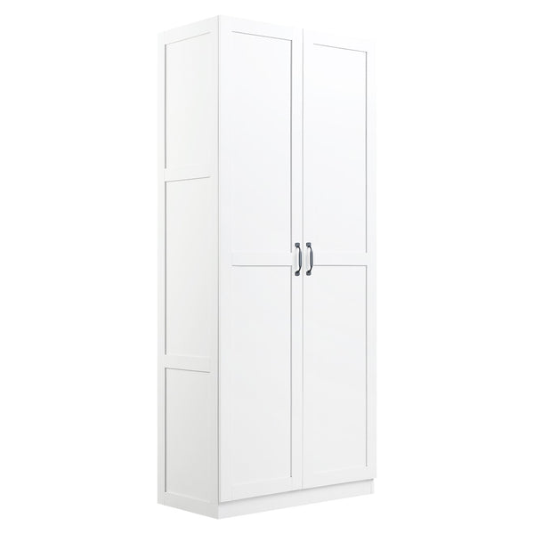 Manhattan Comfort Cornelia Modern Storage Closet With 14 Adjustable Shelves - Effortless Elegance For Any Space White Mdf 2-2bc-wh