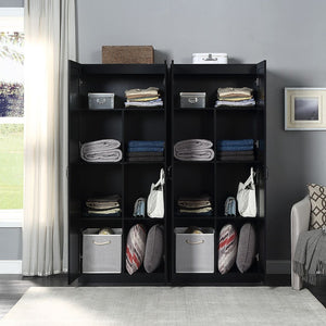 Manhattan Comfort Hopkins Modern Wardrobe Black 2-2GLF-BK