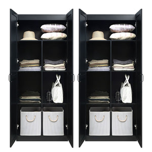 Manhattan Comfort Hopkins Modern Wardrobe Black 2-2GLF-BK