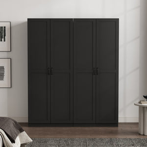 Manhattan Comfort Cornelia Modern Storage Closet With 14 Adjustable Shelves - Effortless Elegance For Any Space Black Mdf 2-3bc-bk