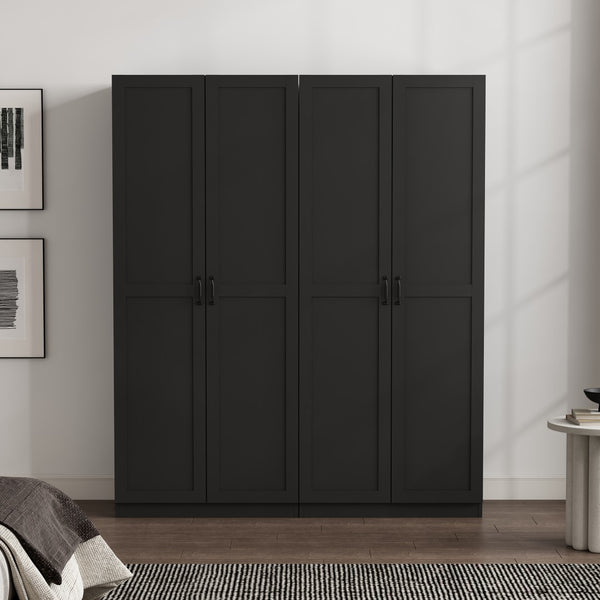 Manhattan Comfort Cornelia Modern Storage Closet With 14 Adjustable Shelves - Effortless Elegance For Any Space Black Mdf 2-3bc-bk