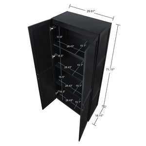Manhattan Comfort Cornelia Modern Storage Closet With 14 Adjustable Shelves - Effortless Elegance For Any Space Black Mdf 2-3bc-bk