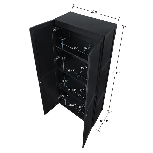 Manhattan Comfort Cornelia Modern Storage Closet With 14 Adjustable Shelves - Effortless Elegance For Any Space Black Mdf 2-3bc-bk