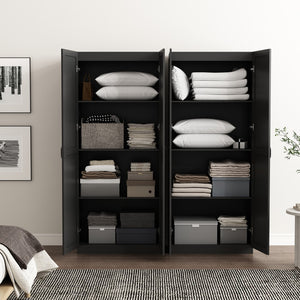 Manhattan Comfort Cornelia Modern Storage Closet With 14 Adjustable Shelves - Effortless Elegance For Any Space Black Mdf 2-3bc-bk