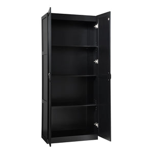 Manhattan Comfort Cornelia Modern Storage Closet With 14 Adjustable Shelves - Effortless Elegance For Any Space Black Mdf 2-3bc-bk