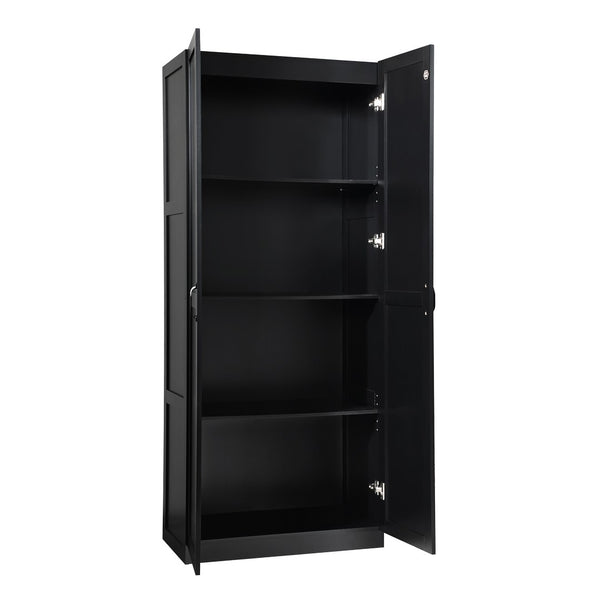 Manhattan Comfort Cornelia Modern Storage Closet With 14 Adjustable Shelves - Effortless Elegance For Any Space Black Mdf 2-3bc-bk