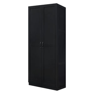 Manhattan Comfort Cornelia Modern Storage Closet With 14 Adjustable Shelves - Effortless Elegance For Any Space Black Mdf 2-3bc-bk