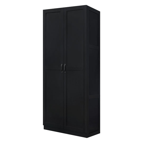 Manhattan Comfort Cornelia Modern Storage Closet With 14 Adjustable Shelves - Effortless Elegance For Any Space Black Mdf 2-3bc-bk