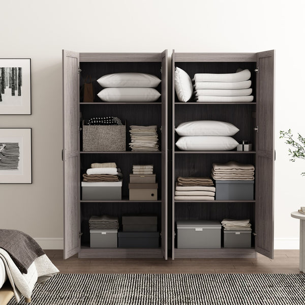 Manhattan Comfort Cornelia Modern Storage Closet With 14 Adjustable Shelves - Effortless Elegance For Any Space Weathered Grey Mdf 2-3bc-gy