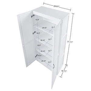 Manhattan Comfort Cornelia Modern Storage Closet With 14 Adjustable Shelves - Effortless Elegance For Any Space White Mdf 2-3bc-wh