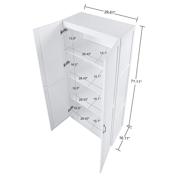 Manhattan Comfort Cornelia Modern Storage Closet With 14 Adjustable Shelves - Effortless Elegance For Any Space White Mdf 2-3bc-wh