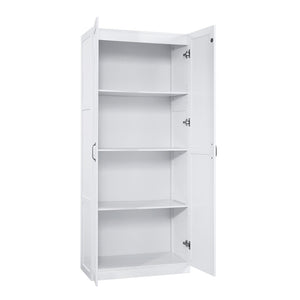 Manhattan Comfort Cornelia Modern Storage Closet With 14 Adjustable Shelves - Effortless Elegance For Any Space White Mdf 2-3bc-wh