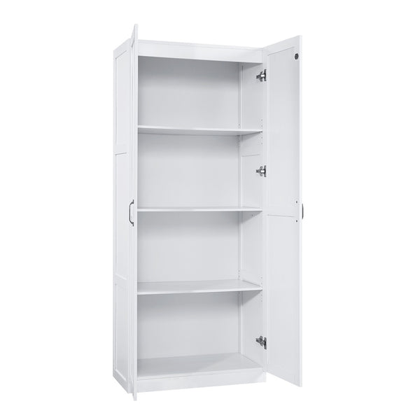 Manhattan Comfort Cornelia Modern Storage Closet With 14 Adjustable Shelves - Effortless Elegance For Any Space White Mdf 2-3bc-wh