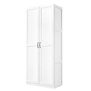 Manhattan Comfort Cornelia Modern Storage Closet With 14 Adjustable Shelves - Effortless Elegance For Any Space White Mdf 2-3bc-wh