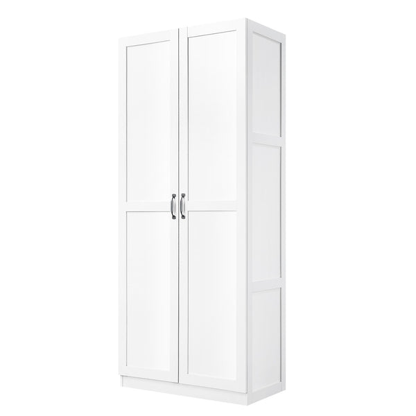 Manhattan Comfort Cornelia Modern Storage Closet With 14 Adjustable Shelves - Effortless Elegance For Any Space White Mdf 2-3bc-wh