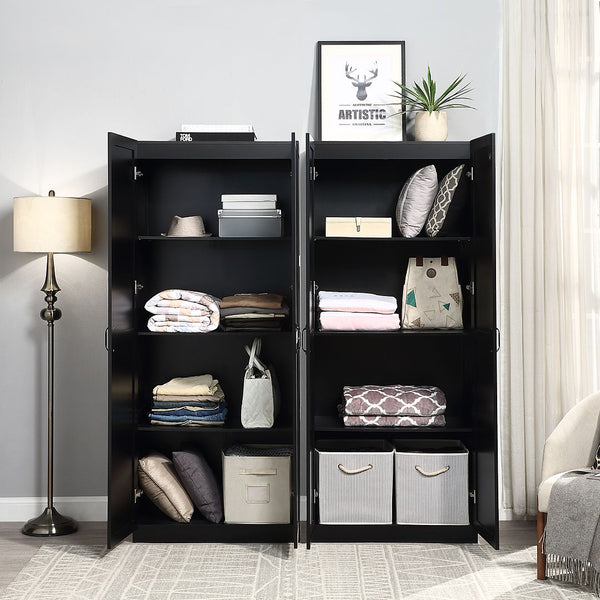 Manhattan Comfort Hopkins Modern Storage Closet - Set of 2 Black 2-3GLF-BK