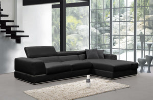 VIG Furniture Divani Casa Pella Mini - Modern Black Leather Right Facing Sectional Sofa VGCA5106A-BLK-RAF