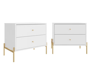 Manhattan Comfort Jasper Modern Nightstands - Set of 2 White Gloss 2-51351