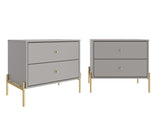 Manhattan Comfort Jasper Modern Nightstands - Set of 2 Grey 2-51352