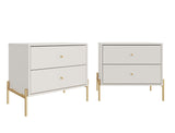 Manhattan Comfort Jasper Modern Nightstands - Set of 2 Off White 2-51353