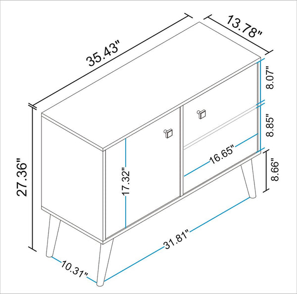 Manhattan Comfort Avesta Mid-Century Modern End Table White, Stamp, Yellow 2-7AMC131