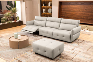 VIG Furniture Divani Casa Joliet - Modern Light Grey Leather 4-Seater Sofa w/ Two Recliners VGBNS-1895-LTGRY