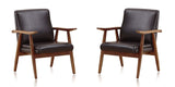 Manhattan Comfort ArchDuke Mid-Century Modern Accent Chair (Set of 2) Black and Amber 2-AC001-BK