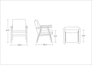 Manhattan Comfort ArchDuke Mid-Century Modern Accent Chair (Set of 2) Black and Amber 2-AC001-BK