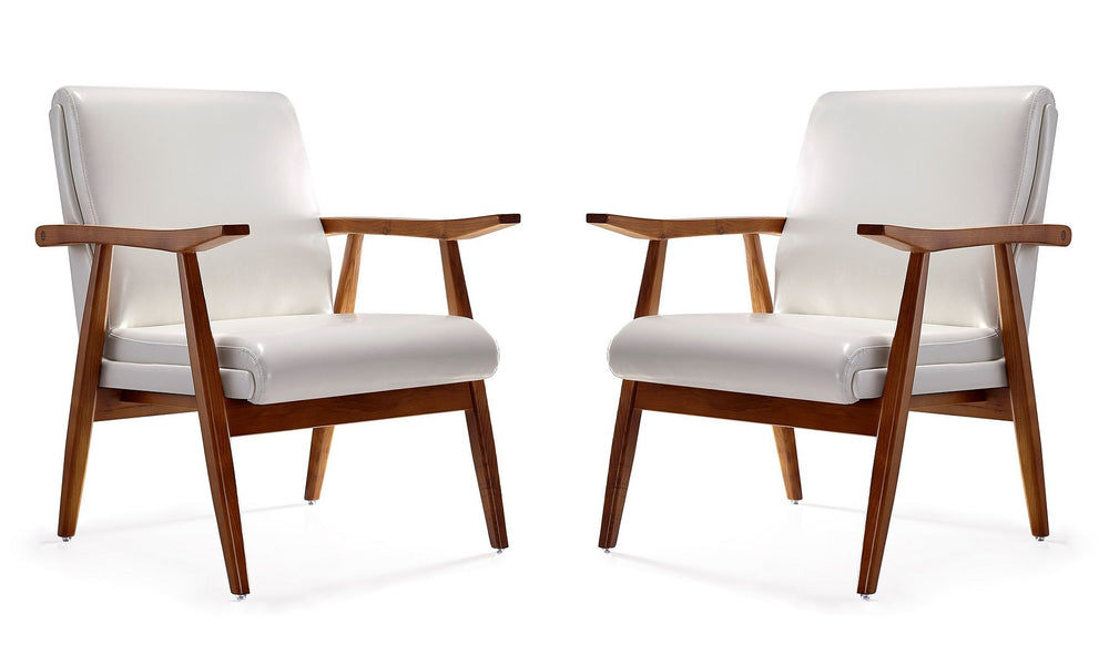 Manhattan Comfort ArchDuke Mid-Century Modern Accent Chair (Set of 2) White and Amber 2-AC001-WH