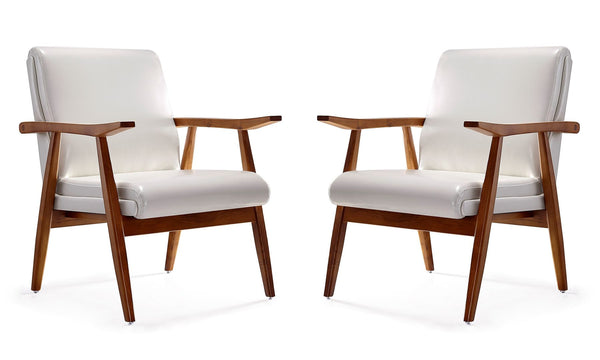Manhattan Comfort ArchDuke Mid-Century Modern Accent Chair (Set of 2) White and Amber 2-AC001-WH