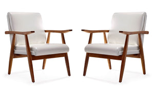 Manhattan Comfort ArchDuke Mid-Century Modern Accent Chair (Set of 2) White and Amber 2-AC001-WH