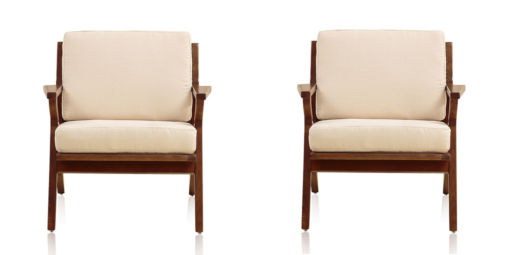 Manhattan Comfort Martelle Mid-Century Modern Accent Chair (Set of 2) Cream and Amber 2-AC002-CR