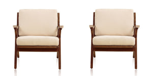 Manhattan Comfort Martelle Mid-Century Modern Accent Chair (Set of 2) Cream and Amber 2-AC002-CR