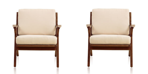 Manhattan Comfort Martelle Mid-Century Modern Accent Chair (Set of 2) Cream and Amber 2-AC002-CR