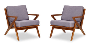 Manhattan Comfort Martelle Mid-Century Modern Accent Chair (Set of 2) Grey and Amber 2-AC002-GY