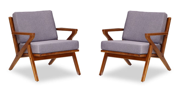 Manhattan Comfort Martelle Mid-Century Modern Accent Chair (Set of 2) Grey and Amber 2-AC002-GY