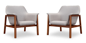 Manhattan Comfort Miller Mid-Century Modern Accent Chair (Set of 2) Grey and Walnut 2-AC007-GY