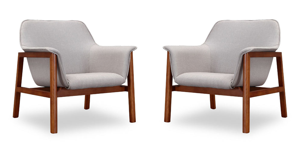 Manhattan Comfort Miller Mid-Century Modern Accent Chair (Set of 2) Grey and Walnut 2-AC007-GY