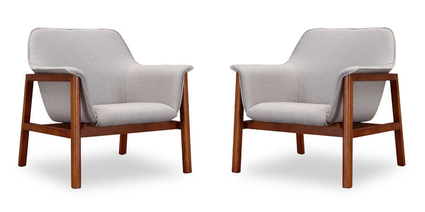 Manhattan Comfort Miller Mid-Century Modern Accent Chair (Set of 2) Grey and Walnut 2-AC007-GY
