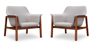 Manhattan Comfort Miller Mid-Century Modern Accent Chair (Set of 2) Grey and Walnut 2-AC007-GY