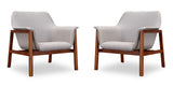 Manhattan Comfort Miller Mid-Century Modern Accent Chair (Set of 2) Grey and Walnut 2-AC007-GY
