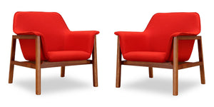 Manhattan Comfort Miller Mid-Century Modern Accent Chair (Set of 2) Burnt Orange and Walnut 2-AC007-OR