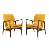 Manhattan Comfort Bradley Mid-Century Modern Accent Chair (Set of 2) Yellow and Walnut 2-AC015-YL