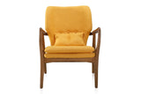 Manhattan Comfort Bradley Mid-Century Modern 2-Piece Accent Chair and Ottomon Yellow and Walnut 2-AC015OT001-YL