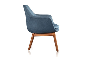 Manhattan Comfort Cronkite Mid-Century Modern Accent Chair (Set of 2) Blue and Walnut 2-AC026-BL