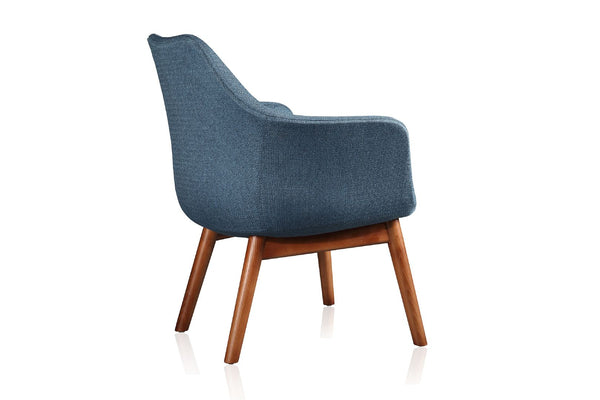 Manhattan Comfort Cronkite Mid-Century Modern Accent Chair (Set of 2) Blue and Walnut 2-AC026-BL