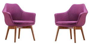 Manhattan Comfort Cronkite Mid-Century Modern Accent Chair (Set of 2) Plum and Walnut 2-AC026-LV