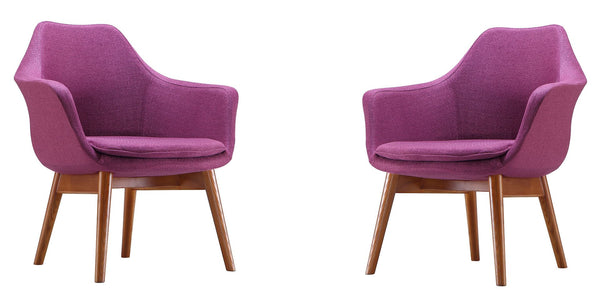 Manhattan Comfort Cronkite Mid-Century Modern Accent Chair (Set of 2) Plum and Walnut 2-AC026-LV